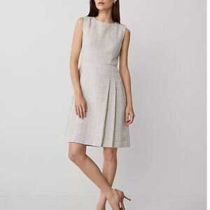 Tweed Button Shoulder Sheath Dress